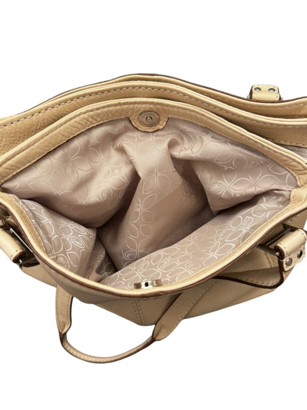 NWOT Fossil Beige Leather Shoulder Bag Large Tote Purse Everyday Carry - Picture 7 of 7